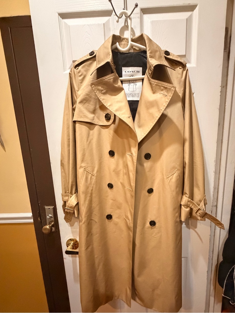 COACH Womens Beige Double-Breasted Trench Coat